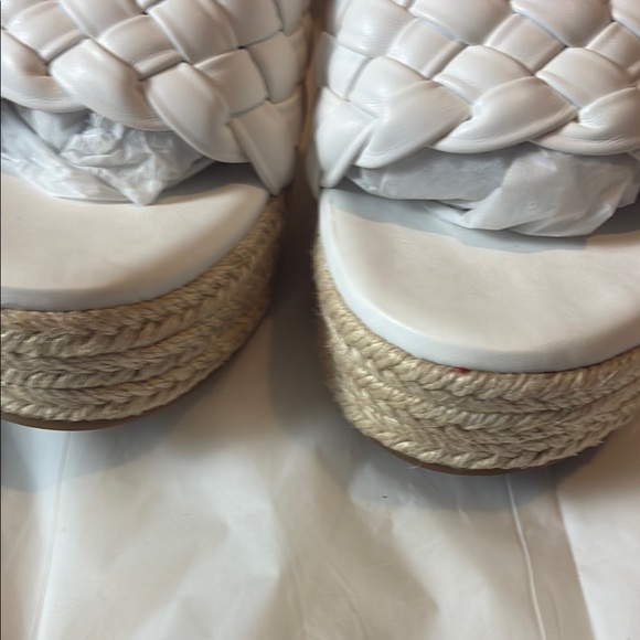White Platform Espadrille Slides with Woven Design - Picture 7 of 9